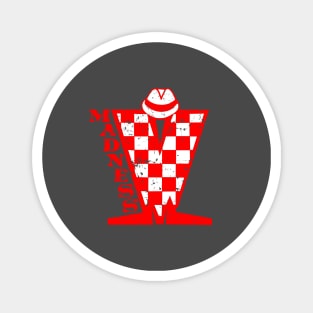 Madness Vintage Checkerboard Red & White Magnet